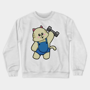 Cat at Fitness with Dumbbell Crewneck Sweatshirt